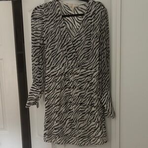 Maje Black and White Zebra Long Sleeve Dress